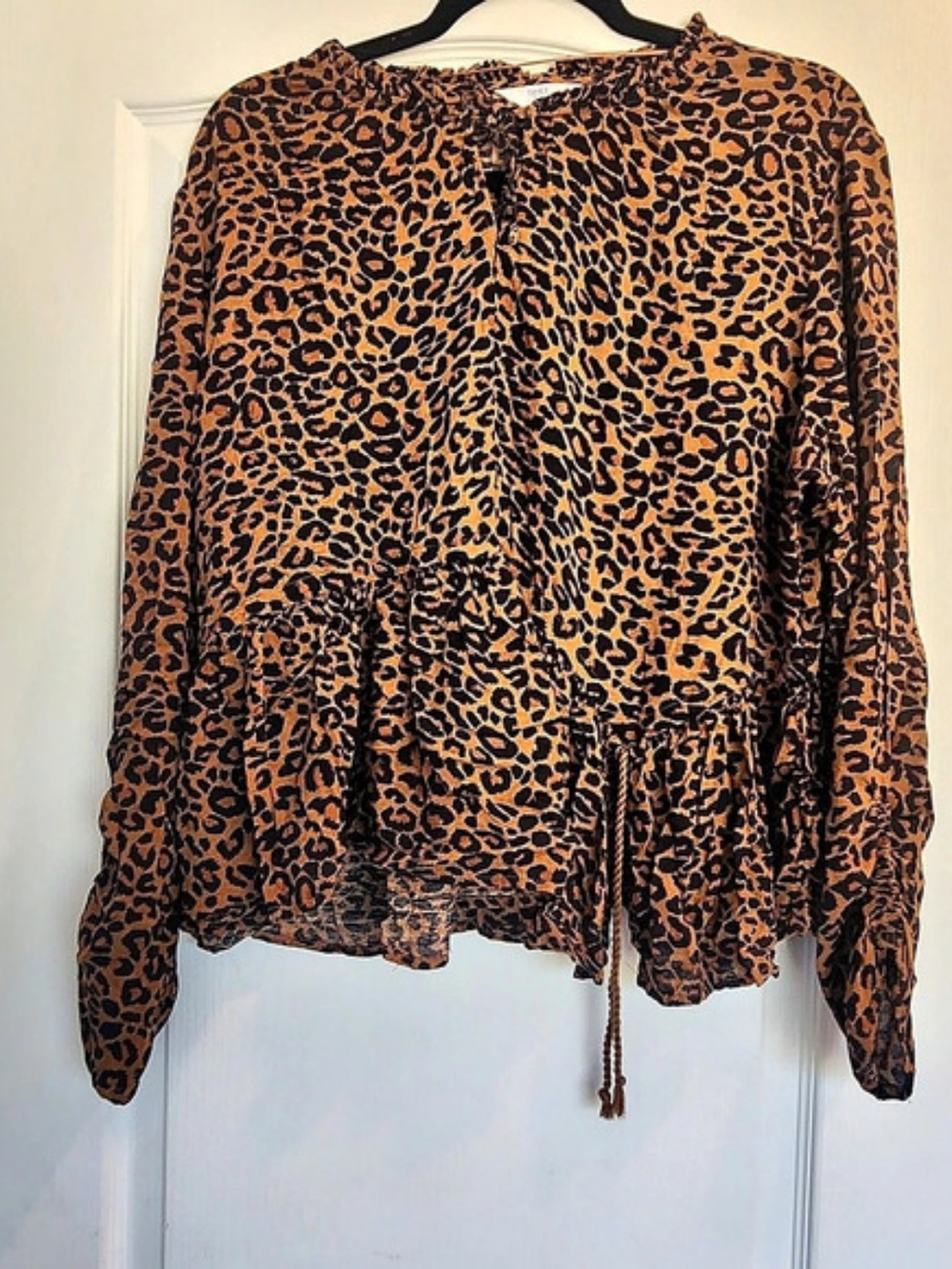 Time and Tru Animal Print Blouse Brown & Black Size XL Like New